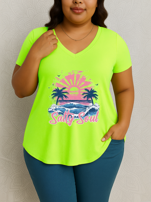 Salty Soul Perfect Plus Size V-neck T-shirt