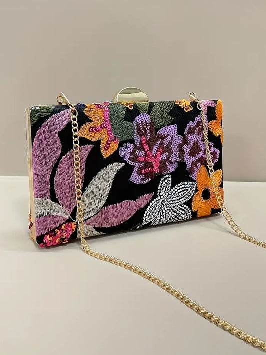 Elegant Sequin Embroidery Clutch
