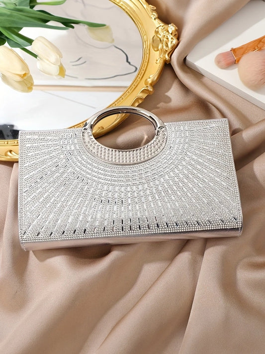 Silver Rhinestone Evening Clutch