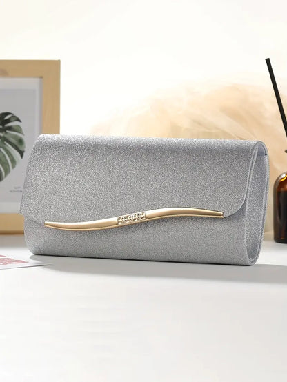 Silver Glitter Evening Clutch