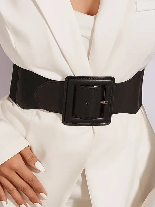 Plus Size Elastic Belt with Square Buckle