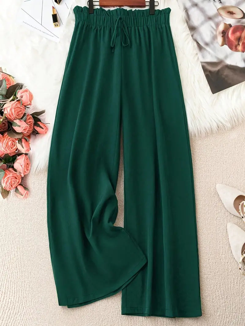Thia Plus Size Wide Leg Pant in Forest Green
