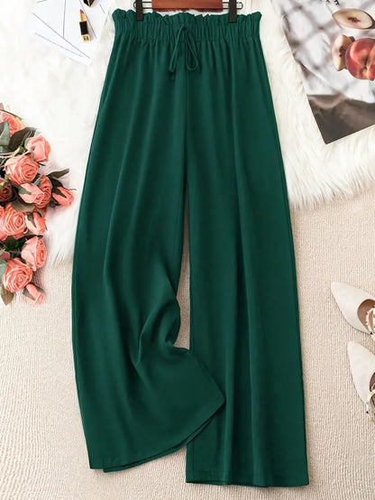 Thia Plus Size Wide Leg Pant in Forest Green