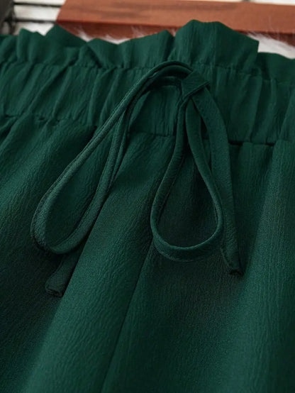 Thia Plus Size Wide Leg Pant in Forest Green