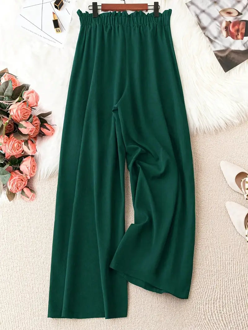 Thia Plus Size Wide Leg Pant in Forest Green