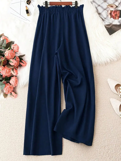 Thia Plus Size Wide Leg Pant in Navy