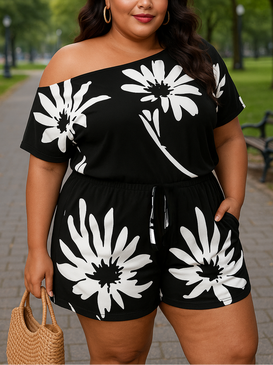 Victoria Plus Size Floral Printed Romper