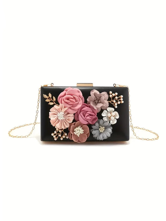 Elegant Floral Appliqué Clutch