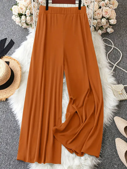 Tamara Wide Leg Pull On Plus Size Pants in Sienna