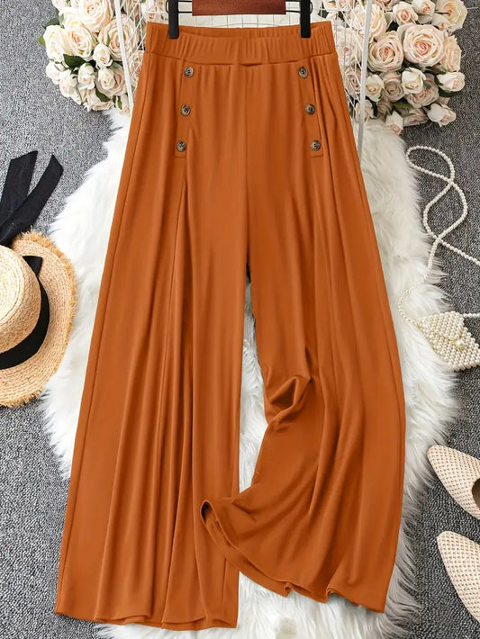 Tamara Wide Leg Pull On Plus Size Pants in Sienna