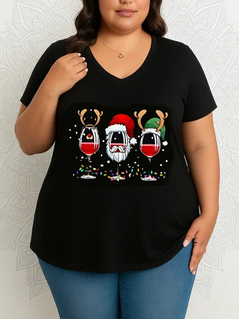 Cheers V-Neck Plus Size T-shirt