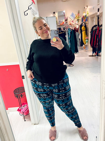 Zeema Microfiber Plus Size Legging in Winter Wonderland, plus size leggings, alternate view